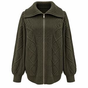 WeWoreWhat Green Chunky Cableknit Oversized Cardigan Sweater Coatigan Size XS-L